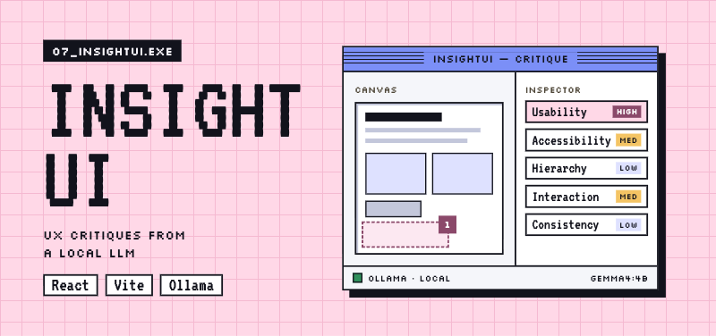 InsightUI cover: critique inspector rating usability, accessibility, and hierarchy issues