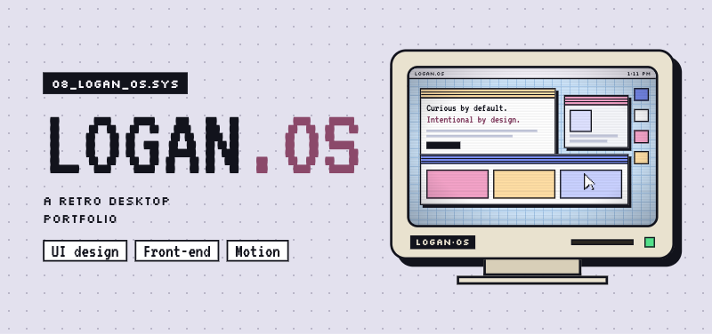 Logan.os cover: a retro desktop portfolio on a pixel CRT monitor
