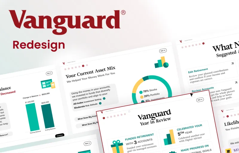 Vanguard Year in Review redesign screens