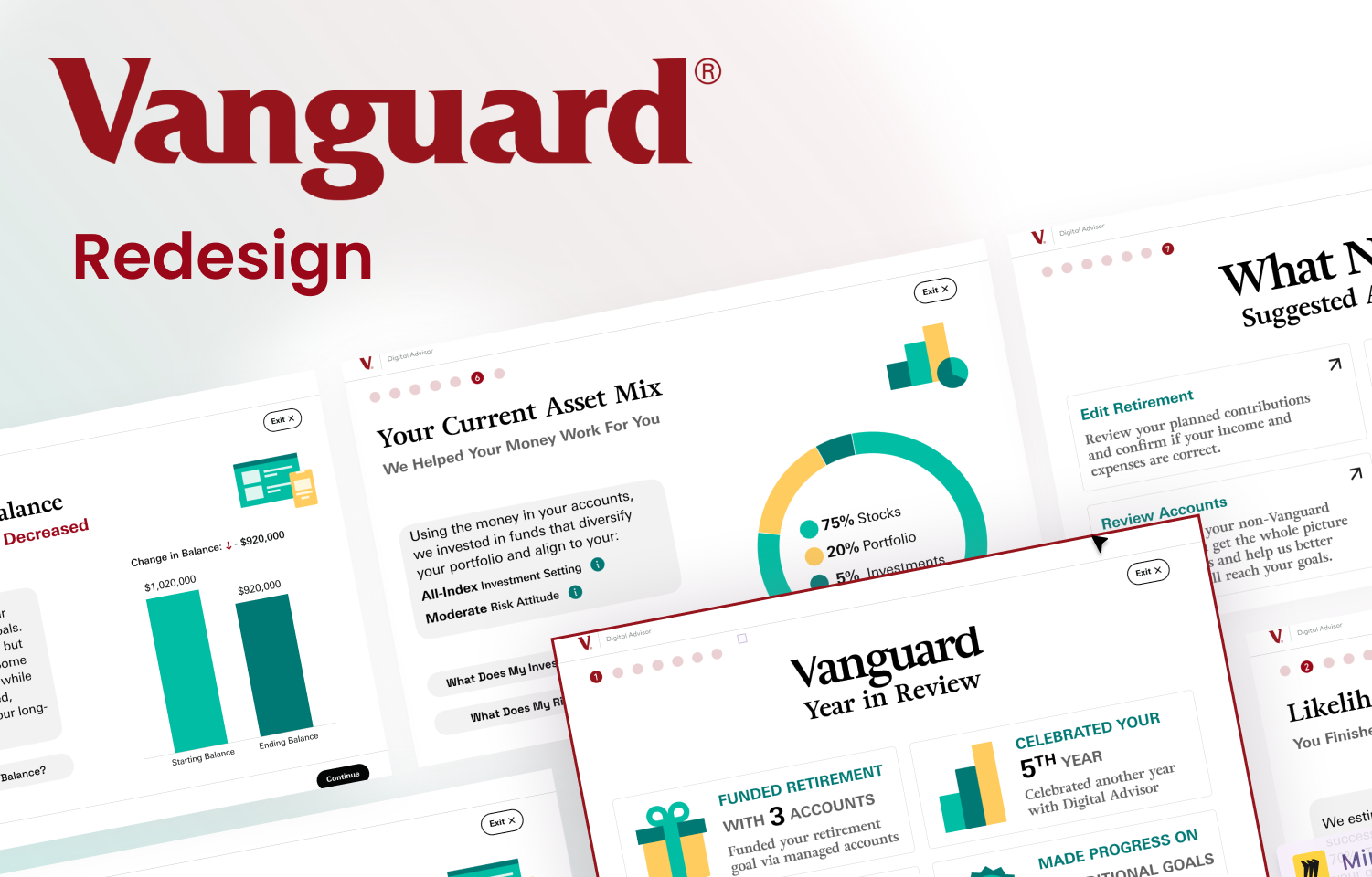 Vanguard-inspired onboarding screens